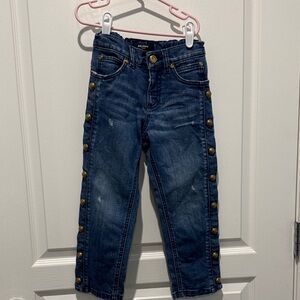 Balmain Kids Dark Blue Jeans with Gold Button Details